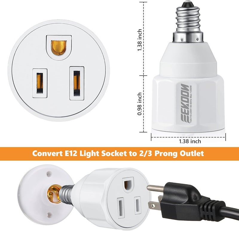 Feekoon 3 Prong Light Bulb Socket Adapter, Polarized Outlet, Light Socket to Plug Adapter Converter for Patio, Garage, Porch(3 Pieces) - Image 2